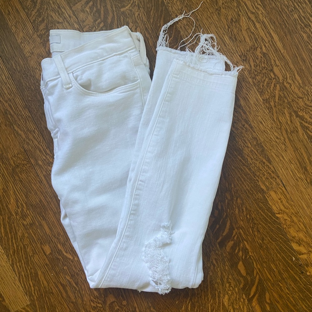 J Brand Demented Distressed White Jeans 27